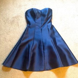 Alfred sung cocktail length strapless sateen dress